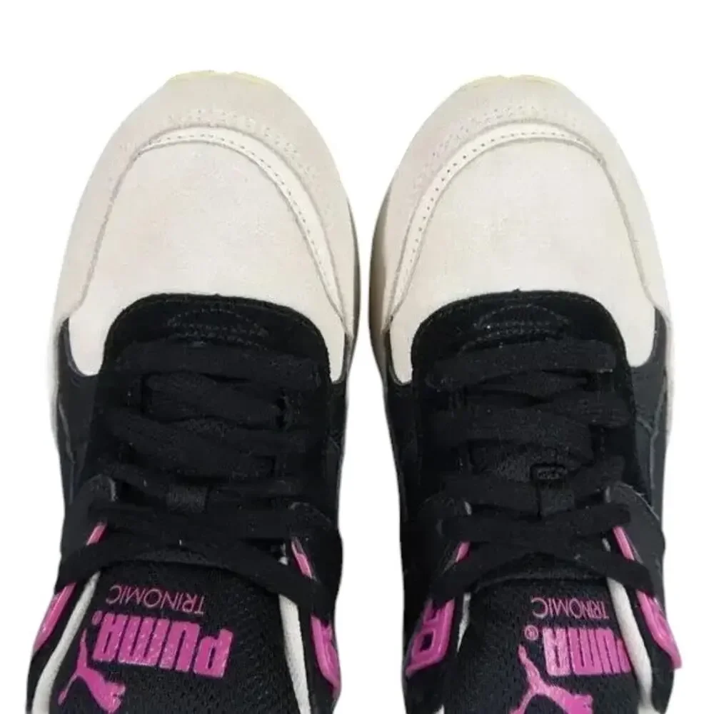 Puma Shoes Womens 6.5 Athletic Trainer Leather Blocks Stripes Trinomic Sneakers